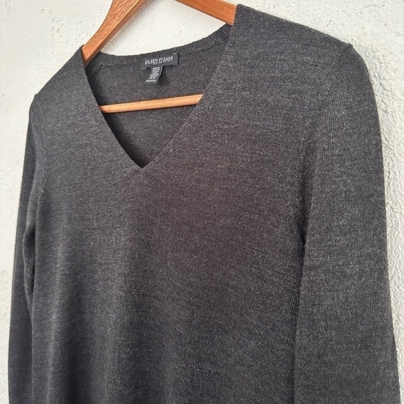 𝅺EILEEN fisher petite merino wool gray long sleeve mini dress - Picture 5 of 7